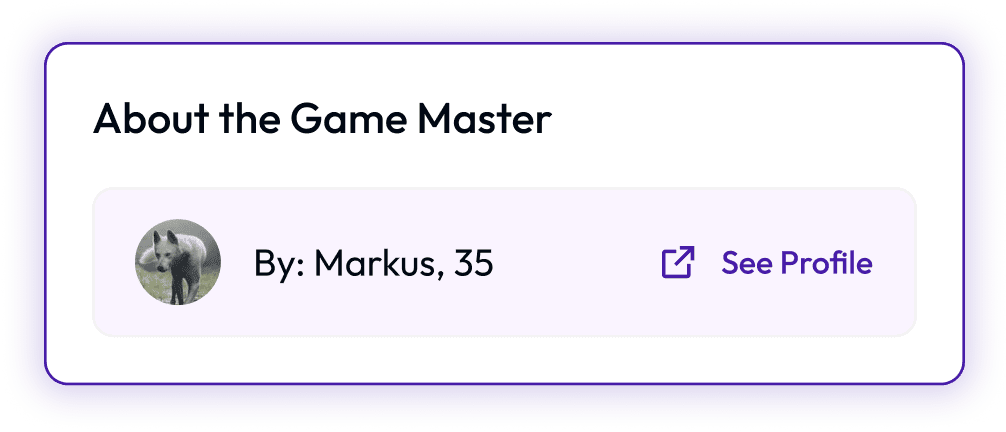 About the Game Master profile overlay.